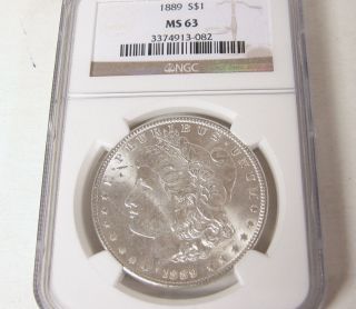 1889 P Morgan Silver Dollar Ms 63 Ngc Unc Philadelphia Usa Brown Label Coin photo