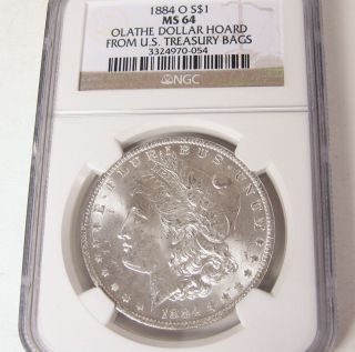 1884 O Morgan Silver Dollar Olathe Hoard Ms 64 Ngc Unc Orleans Usa One Coin photo