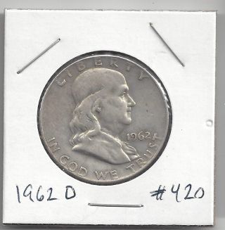 1962 D Franklin Half Dollar 90% Us Silver Coin 420 photo