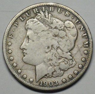 1903 S Morgan Silver Dollar Grading Vg Scratched Z235 photo