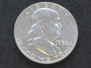 1958 - D Franklin Half Dollar Silver U.  S.  Coin A5914 photo