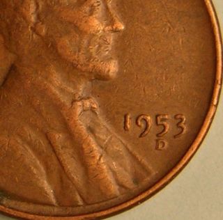 1953 D/d Lincoln Wheat Penny,  (rpm 001 Coneca Top 100) Error Coin,  Ae 169 photo