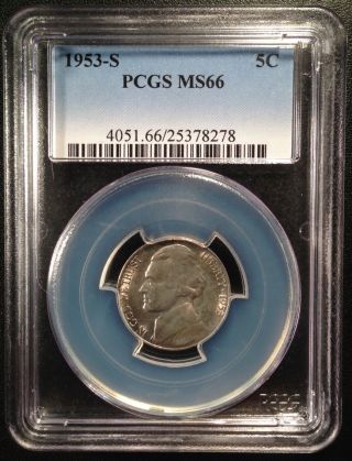 1953 - S Jefferson Five Cent Nickel Pcgs Ms66  25378278 photo
