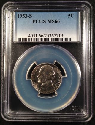 1953 - S Jefferson Five Cent Nickel Pcgs Ms66  25367719 photo