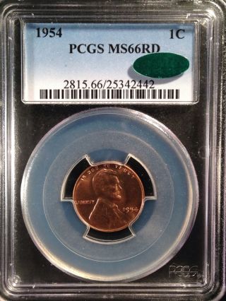 1954 Lincoln Wheat One Cent Pcgs Ms66rd Cac  25342442 photo