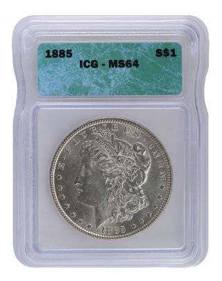 1885 Icg Ms64 S$1 Morgan Silver photo