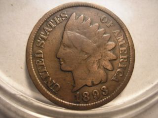 1893 Indian Head Cent (better Date) Brown Tone photo