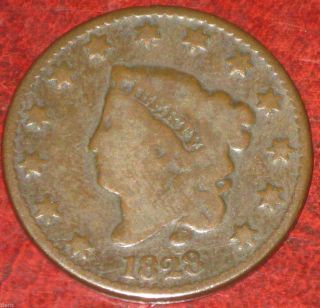 1828 Coronet Head Cents 1 Cent Large Narrow Date photo