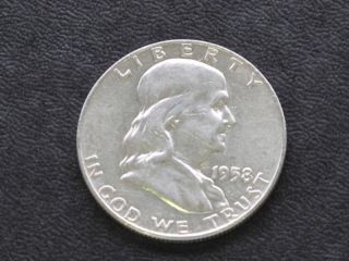1958 - D Franklin Half Dollar Silver U.  S.  Coin A6651 photo