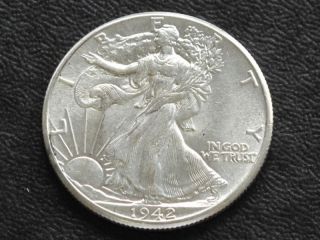 1942 - P Liberty Walking Half Dollar 90% Silver A8375l photo