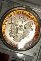 1987 Pcgs Ms67 Ase - Neon Rainbow Target Tone Color Silver photo 2