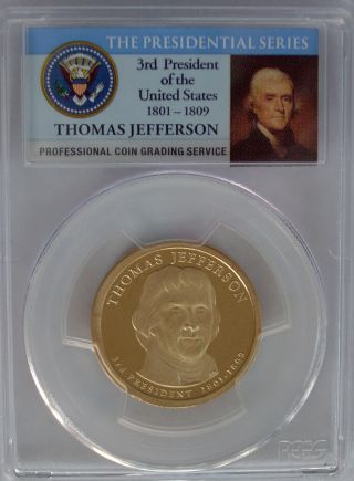 Pcgs 2007 S Proof Thomas Jefferson 3rd Presidential Dollar $1 Pf Pr69 Usa photo