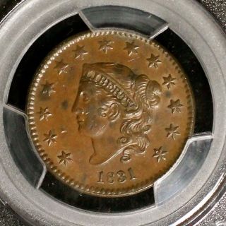 1831 N - 7 Pcgs Au 55 Matron Or Coronet Head Large Cent Coin 1c photo