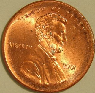 2001 P Lincoln Memorial Penny,  (broadstruck) Error Coin,  Af 380 photo