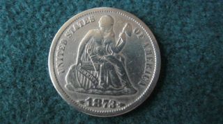Seated Liberty One Dime 1873 Arrows Silver photo