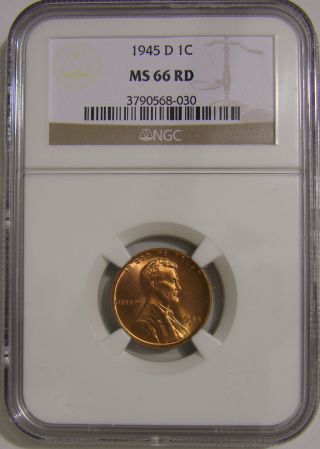 1945 D Lincoln Wheat Penny,  Ngc Ms66 Red,  Ah 095 photo