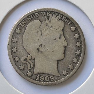 1909 50c Barber Half Dollar (90% Silver Coin) - G (14) photo