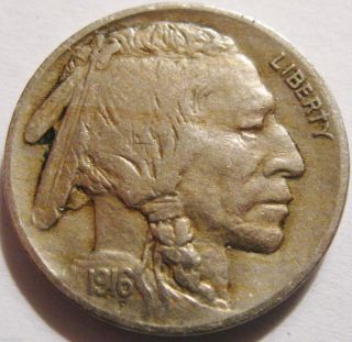1916 - P Buffalo Nickel Strong Details Full Strong Horn 81 photo