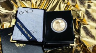 2000 American Eagle $50 One Ounce Proof Gold Coin W/ Box/papers Millennium photo