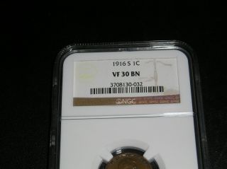 Wwi 1916 - S Lincoln Penny,  Slabbed,  Certified,  Ngc Vf 30 Bn, photo