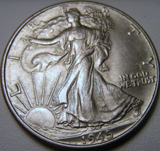 1945 Liberty Walking Half Dollar - Km 142.  900 Silver - 50 Cents - Ms+ Usa Ship photo