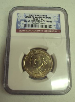 First President Washington 2007 P $1 Ms65 (first Day Of Issue) photo