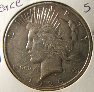 1926 - S Silver Peace Dollar Au - Bu Beauty photo