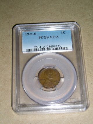 1921 - S Lincoln Cent,  Pcgs Vf35 Certified photo