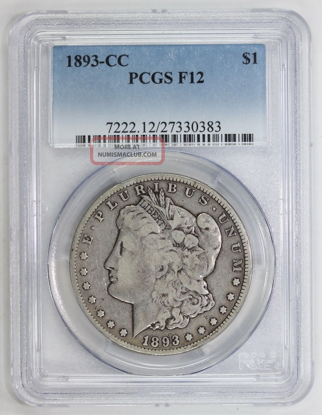 1893 Cc Morgan Silver Dollar F 12 Pcgs (0383)