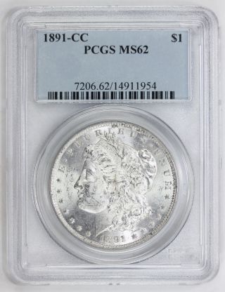 1891 Cc Morgan Silver Dollar Ms 62 Pcgs (1954) photo
