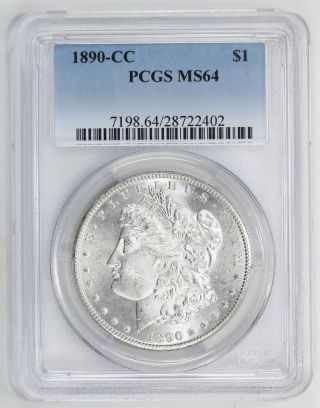 1890 Cc Morgan Silver Dollar Ms 64 Pcgs (2402) photo
