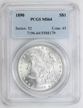 1890 Morgan Silver Dollar Ms 64 Pcgs (8179) photo