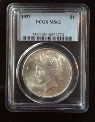 1923 Ms62 Pcgs Peace Silver Dollar photo