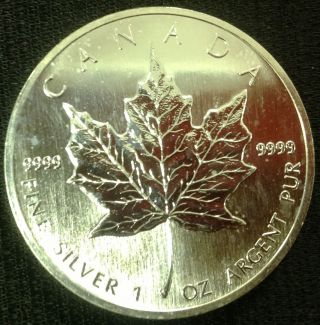 1990 1 Oz Silver Canadian Maple Leaf Coin photo