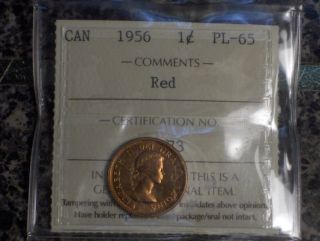 1956 Canada One Cents Canada Pl 65 Red Iccs photo