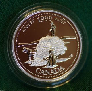 1999 Canada Millennium Sterling Silver Quarter For August In Proof Finish photo