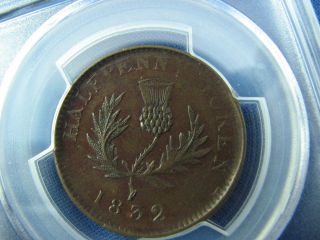 1832 Token Half Penny Nova Scotia Ns - 3d1 Br - 871 Pcgs Cleaning Xf Detail photo