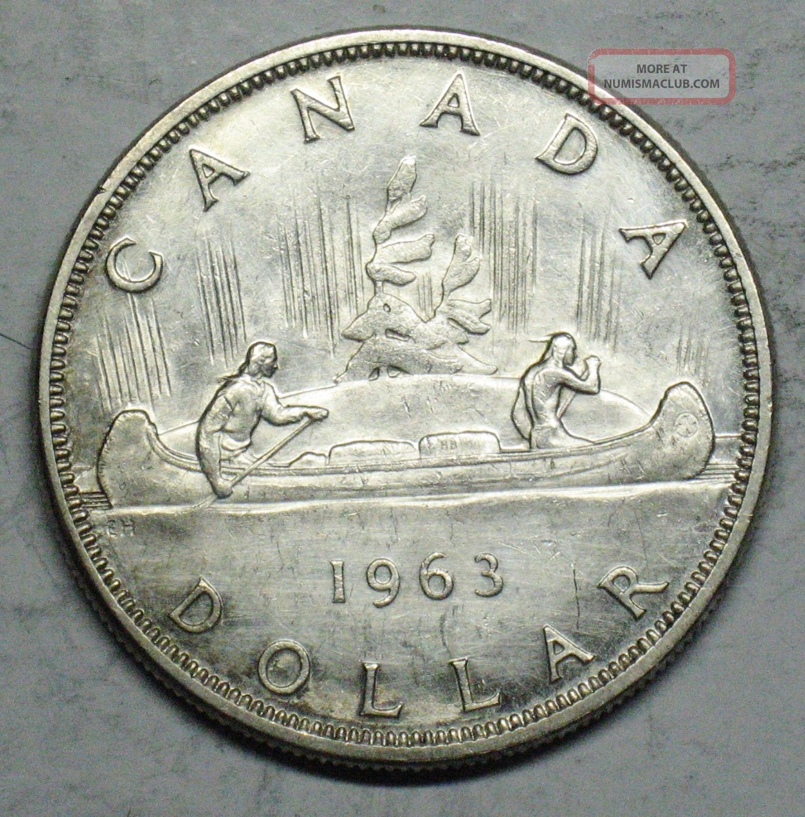 1963 Canadian Silver Dollar Grading Au 600 Asw T340