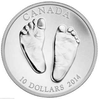 Canada 2014 $10 Welcome To The World (baby Feet),  Fine.  9999 Silver,  No Taxes photo