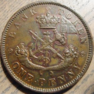 Canada 1850 Bank Of Upper Canada One Penny Sharp Details Extra photo