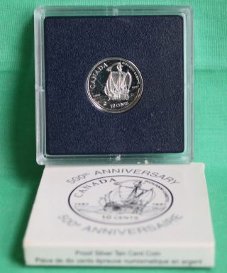 1997 Canada 10 Cents Proof 500th Anniversary Caboto Coin Ship Schooner photo