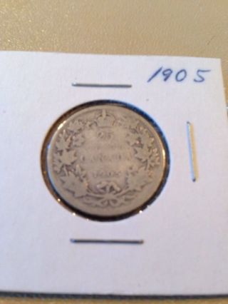 1905 Canada Silver Quarter.  800 Silver photo