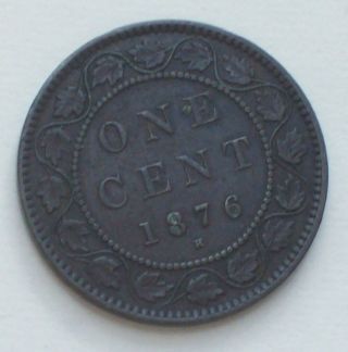 1876 Canada One Cent / Large Cent Coin / Victoria Dei Gratia Regina Canada photo