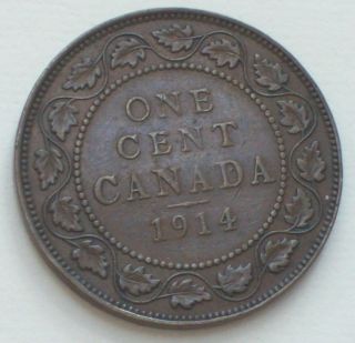 1914 Canada One Cent / Large Cent Coin / Georgivs V Dei Gra Rex Et Ind:imp photo