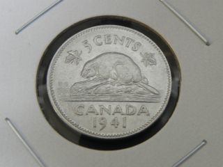 1941 Fine Canadian Canada Beaver George Vi Nickel Five 5 Cent photo