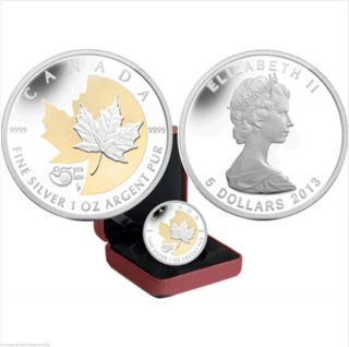Canada 2013 - 25th Anniversary Of The Silver Maple Leaf - Pure 99.  99 Silver/gold photo