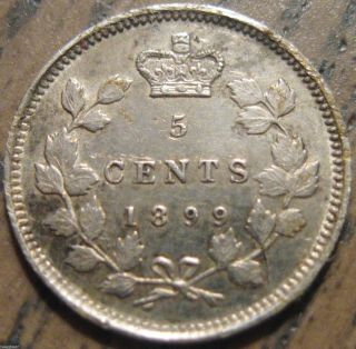 Canada 1899 5 Cents With Some Remaining Luster 78 photo