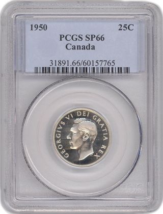25 Cent Canada 1950 Graded By Pcgs Sp66 photo