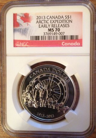 2013 100th Anniversary Canadian Arctic Expedition $1 Fine Silver Ngc Ms70 Er photo