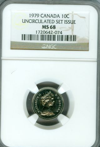 1979 Canada 10 Cents Ngc Ms68 Finest Graded Rare 1720642 - 074 photo